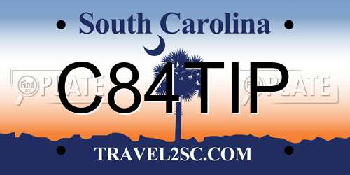 C84TIP South Carolina License Plate