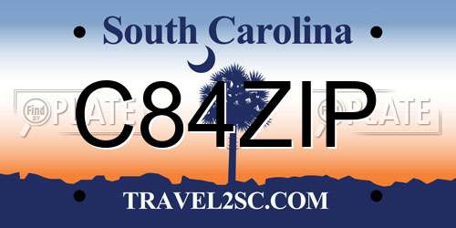 C84ZIP South Carolina License Plate