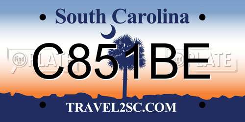 C851BE South Carolina License Plate