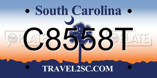 C8558T South Carolina License Plate