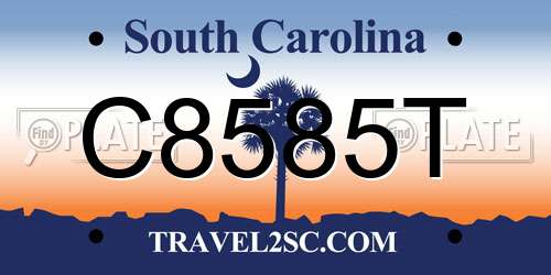C8585T South Carolina License Plate