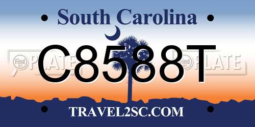 C8588T South Carolina License Plate