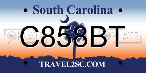 C858BT South Carolina License Plate