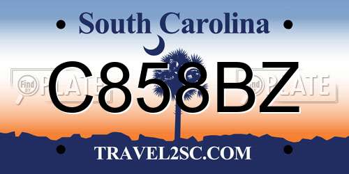 C858BZ South Carolina License Plate