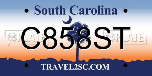 C858ST South Carolina License Plate