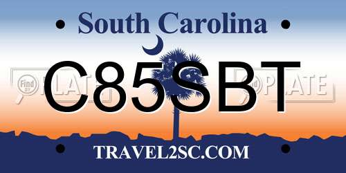 C85SBT South Carolina License Plate