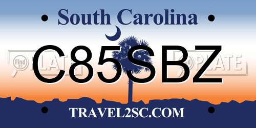 C85SBZ South Carolina License Plate