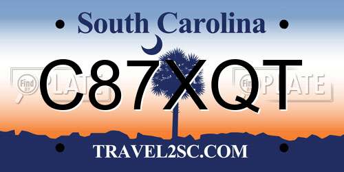 C87XQT South Carolina License Plate