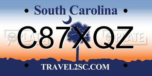C87XQZ South Carolina License Plate