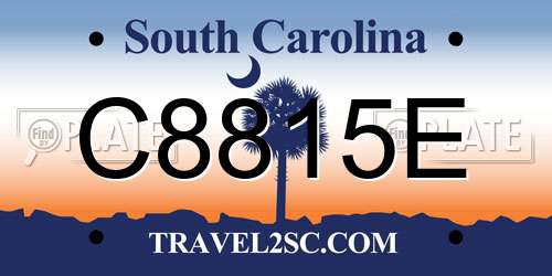 C8815E South Carolina License Plate