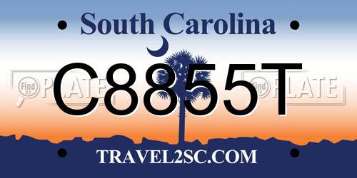 C8855T South Carolina License Plate