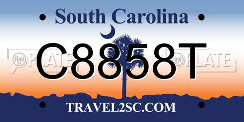 C8858T South Carolina License Plate