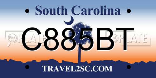 C885BT South Carolina License Plate