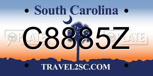 C8885Z South Carolina License Plate