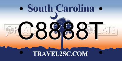 C8888T South Carolina License Plate