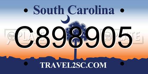 C898905 South Carolina License Plate
