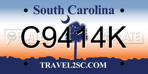 C9414K South Carolina License Plate