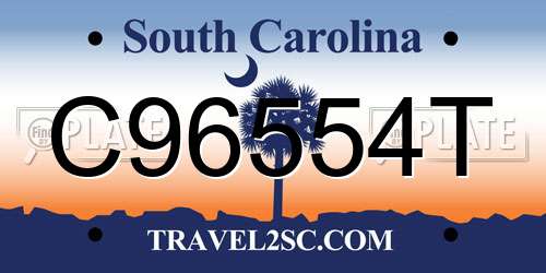 C96554T South Carolina License Plate