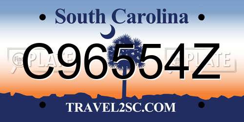 C96554Z South Carolina License Plate