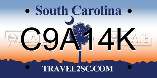 C9A14K South Carolina License Plate