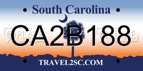 CA2B188 South Carolina License Plate