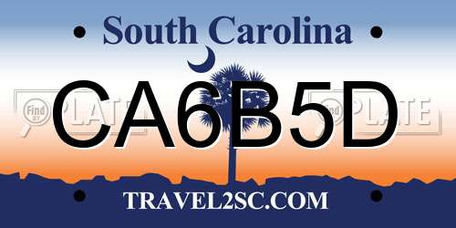 CA6B5D South Carolina License Plate