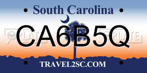 CA6B5Q South Carolina License Plate