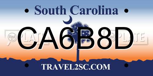 CA6B8D South Carolina License Plate