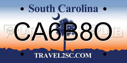 CA6B8O South Carolina License Plate