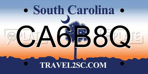CA6B8Q South Carolina License Plate