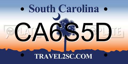 CA6S5D South Carolina License Plate