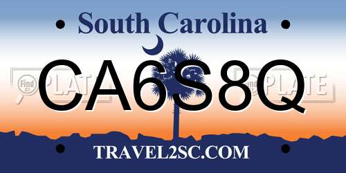 CA6S8Q South Carolina License Plate