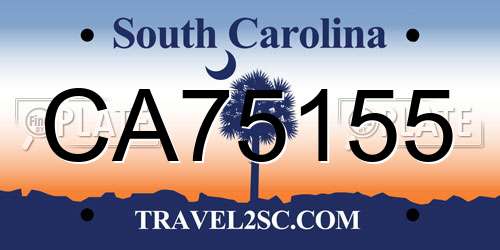CA75155 South Carolina License Plate