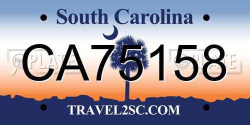 CA75158 South Carolina License Plate