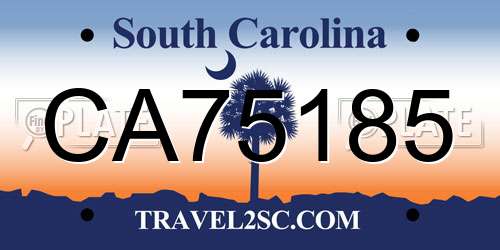 CA75185 South Carolina License Plate