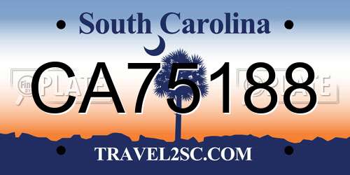 CA75188 South Carolina License Plate