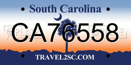 CA76558 South Carolina License Plate