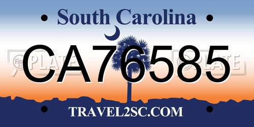CA76585 South Carolina License Plate