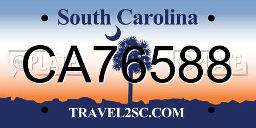 CA76588 South Carolina License Plate