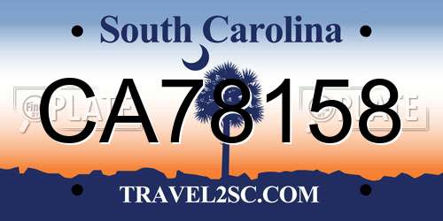 CA78158 South Carolina License Plate