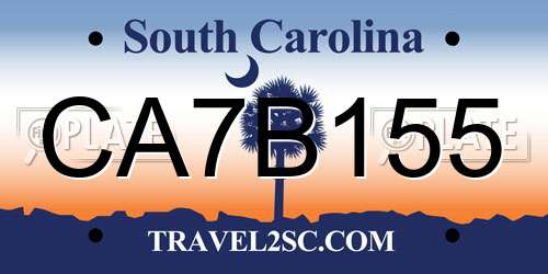 CA7B155 South Carolina License Plate
