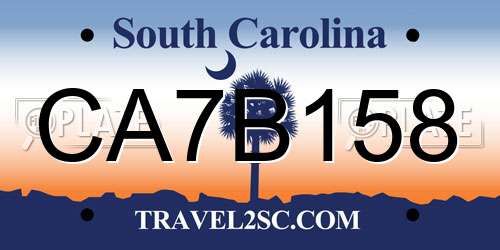CA7B158 South Carolina License Plate