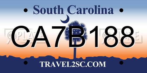CA7B188 South Carolina License Plate