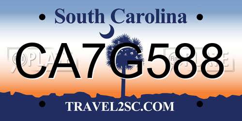 CA7G588 South Carolina License Plate