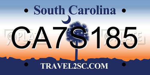 CA7S185 South Carolina License Plate