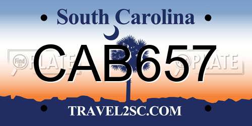 CAB657 South Carolina License Plate