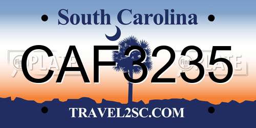 CAF3235 South Carolina License Plate