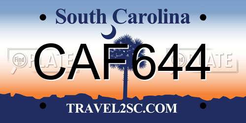 CAF644 South Carolina License Plate