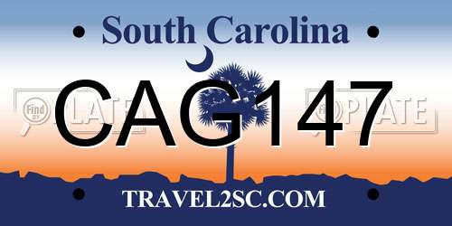 CAG147 South Carolina License Plate