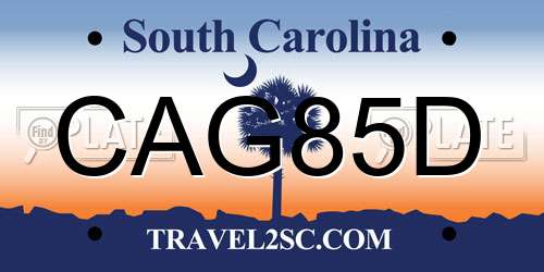 CAG85D South Carolina License Plate